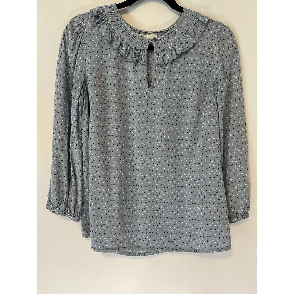 Boden Blur Scallop Frill Top in Scattered Star Breeze Size 6